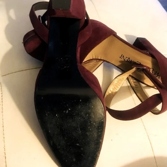 Vintage Yves Saint Laurent YSL Burgundy Suede Heels in Box - Size 7.5 - Picture 13 of 15